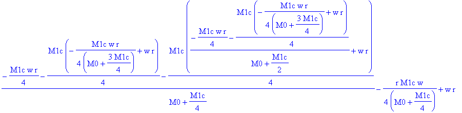 0, w*r, -1/4*M1c*w*r/(M0+3/4*M1c)+w*r, (-1/4*M1c*w*r-1/4*M1c*(-1/4*M1c*w*r/(M0+3/4*M1c)+w*r))/(M0+1/2*M1c)+w*r, (-1/4*M1c*w*r-1/4*M1c*(-1/4*M1c*w*r/(M0+3/4*M1c)+w*r)-1/4*M1c*((-1/4*M1c*w*r-1/4*M1c*(-1/...