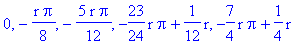 0, -1/8*r*Pi, -5/12*r*Pi, -23/24*r*Pi+1/12*r, -7/4*r*Pi+1/4*r