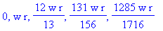 0, w*r, 12/13*w*r, 131/156*w*r, 1285/1716*w*r