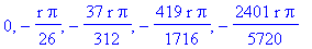 0, -1/26*r*Pi, -37/312*r*Pi, -419/1716*r*Pi, -2401/5720*r*Pi